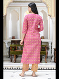 Anni Designer Women'S Cotton Blend Printed Straight Kurta With Pant (Mikaa Pink-Ner_5Xl_Pink_Xxxxx-Large),Pink,5XL,Cotton Blend,Regular,