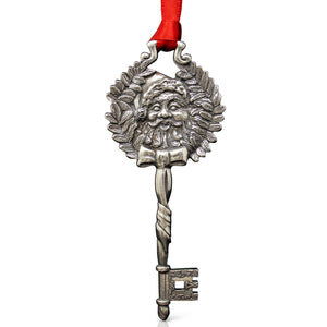 Danforth Santas Key Ornament - Handcrafted Pewter Vintage Style Christmas Ornaments - Satin Ribbon, 4Long, Made in USA