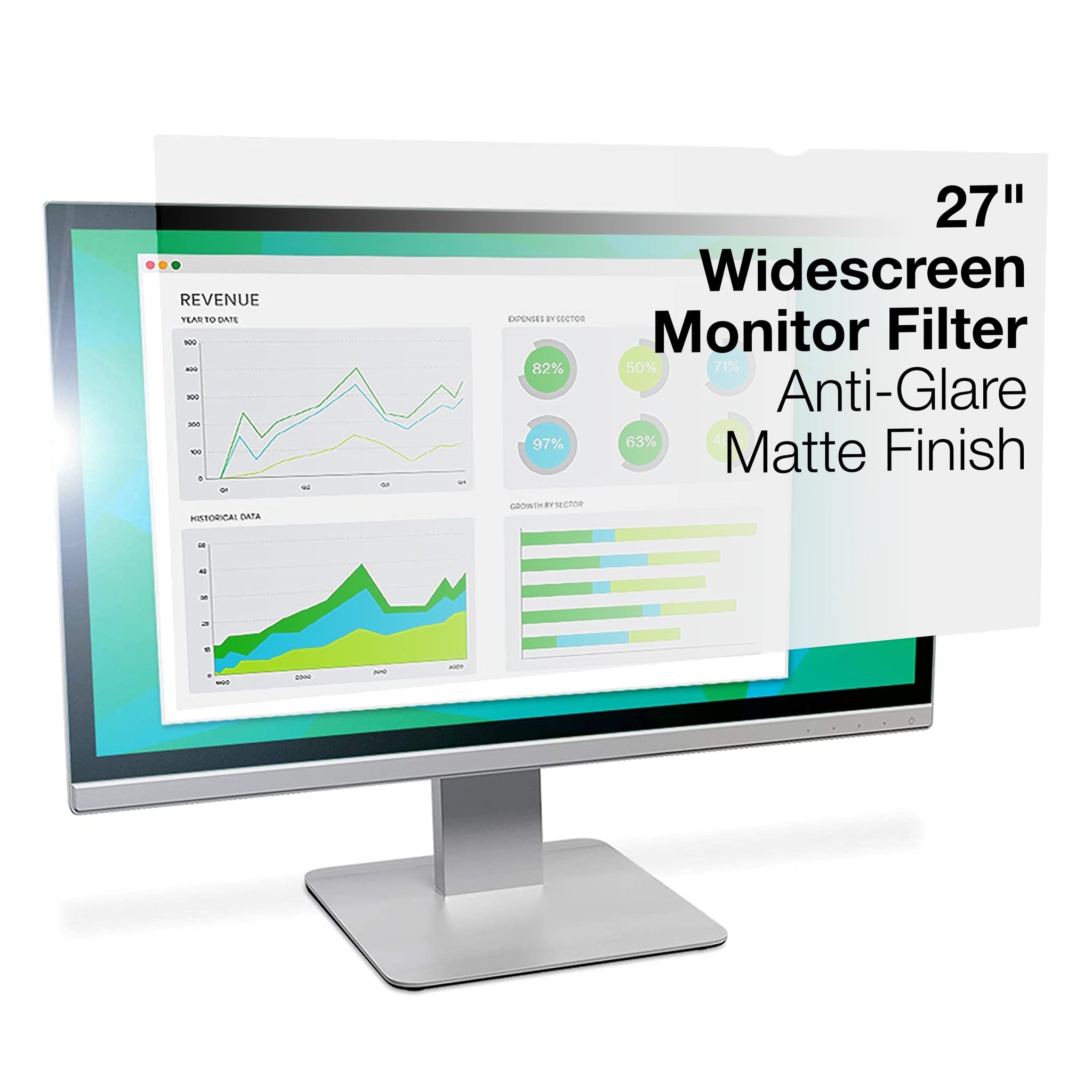 3M Anti-Glare Filter For 27'' Widescreen Monitor (Ag270W9B), Clear