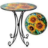 VEWOGIFT Sunflower Side Table Outdoor, 18 Inch Metal Accent Table, Indoor Small Round End Tables, Plant Stand Tables for Outside
