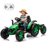 Acnico 24V Kids Ride on Tractor with Detachable Trailer, Ride on Toys for Boys & Girls, 2.4G Remote Control, High/Low Speeds, Mu