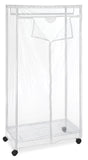 Whitmor Heavy Duty Metal Clothing Rack with Lockable Wheels & 3 Way Zippered Clear Cover, Dustproof Waterproof Garment Rack for 