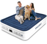 KINGJERRY Queen Air Mattress with Built-in Pump, 18 Raised Comfort Inflatable Mattress, Upgraded Dual-Layer Leakproof Blow up Ma