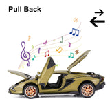 SASBSC Lambo Toy Cars for Kids Sian Fkp37 Diecast Metal Model Car with Light and Sound Pull Back Toy Car for Boys Age 3 + Year O