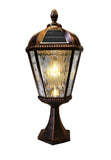 Gama Sonic Outdoor Solar Post Light with Pier Base, Brushed Bronze Finish Aluminum and Rain Glass, Royal Bulb 150 Lumens Warm Wh