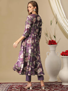 Gosriki Women'S Cotton Blend Anarkali Printed Kurta With Pant (Damian Purple-Gs_5Xl_Wine_Xxxxx-Large),Purple,5,B0D3BXH5M1