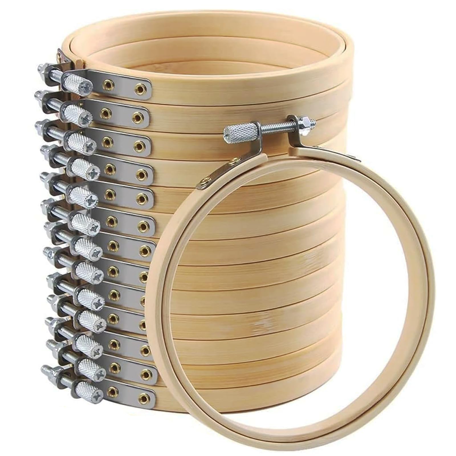 12 Pieces 3 Inch Embroidery Hoops Adjustable Wooden Circle Cross Stitch Hoop Ring for Art Craft Handy Sewing and Christmas Ornam