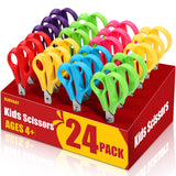 BURVAGY 24Pack 5.5 Safety Small School Kids Student Round Blunt Tip Craft Scissors Bulk, Stainless Steel Blades Comfort Grip Sci