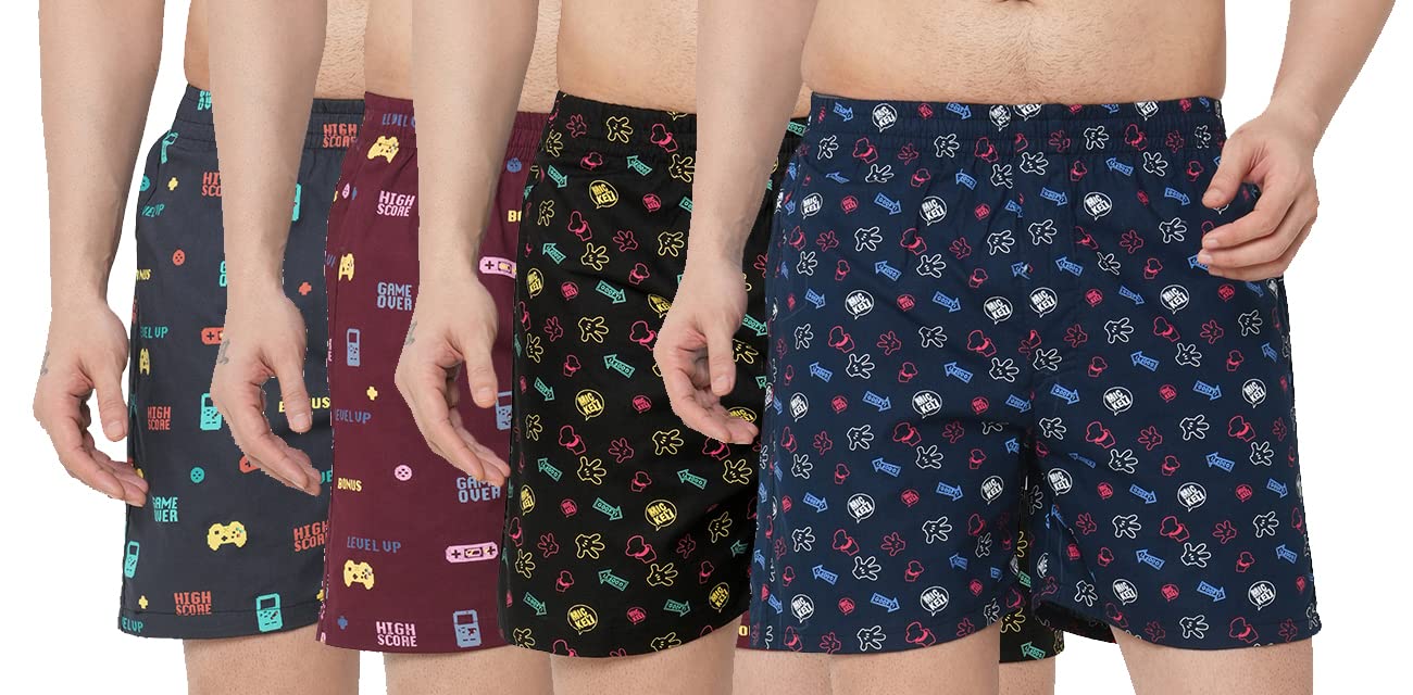 Anni Designer Men'S Cotton Printed Boxer Shorts (Pack Of 4) (Anl-Bxr-Pack-4-An-026_L_Multi_ Large) Multicolour,Multicolour,L