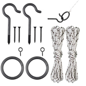 WHQXFDZ 2 Set Hook and Ring Toss Game Hardware Set,Include Nylon String,Mounting Screws,Ring and Iron Hook for DIY Indoor or Out