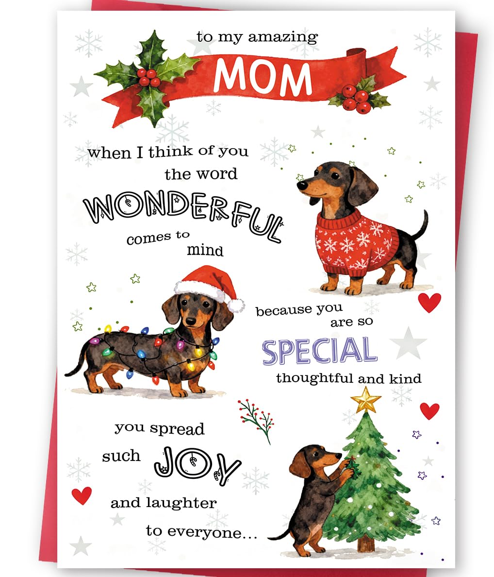 FANCYLUCKY Funny Christmas Card for Mom, Best Gifts for Mom Christmas from Daughter Son, Mother Xmas Holiday Cards