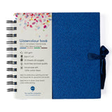Comma Watercolour Book | 6 X 6 | 300Gsm | Wire-O Sketchbook| Hot Pressed | Natural Shade | 100% Cotton Fibers (Royal Blue)