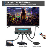 SGEYR HDMI 2.0 Switch Splitter 3 Port 4K HDMI Switcher 3 in 1 Out HDMI Switches Selector Box with IR Remote IR Remote Control Su