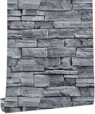 practicalWs Brick Wallpaper Peel and Stick Wallpaper 17.71 x 787.4, Grey Faux Stone Rock Wallpaper, Removable Self Adhesive Cont