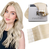 RUNATURE Tape in Hair Extensions Human Hair Blonde Straight Human Hair Tape in Extensions 22 Inch Blonde Hair Extensions Tape in