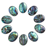 SUNYIK 10PCS 12x16mm Natural Oval Abalone Shell Cabochons with Resin Flat Back CAB for Jewelry Making DIY Art Project