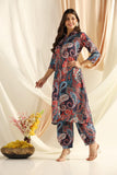 Leriya Fashion Ethnic Co Ord Set | Casual Wear Pant Top Set | Fancy Co-Ord Set | Full Pair Set | Women Kurta Sets Kurtis | Women Kurta Pant Set | Coord Sets For Women (X-Large, Blue)