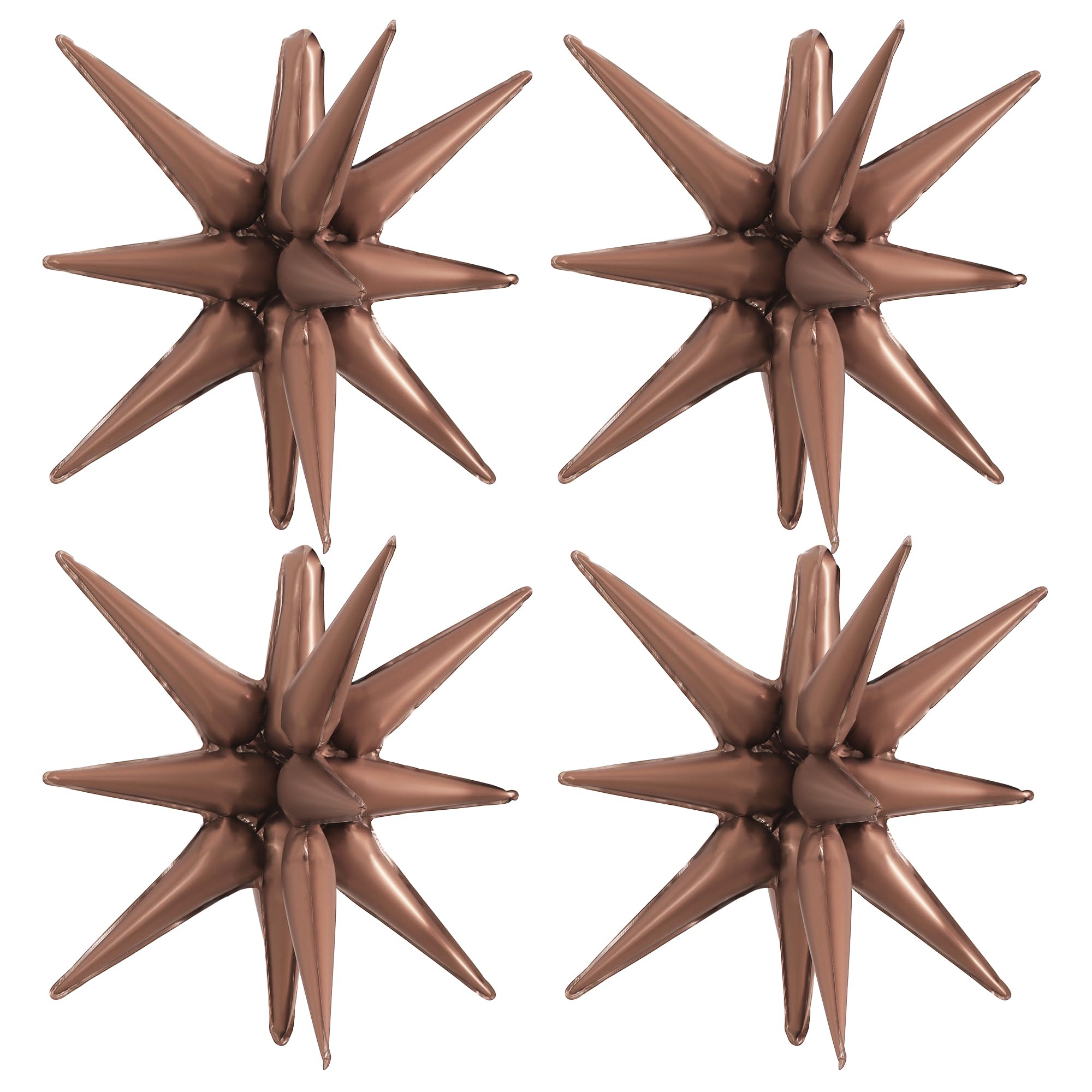TONIFUL 4 Pcs 22inch 4D Chocolate Explosion Star Mylar Brown Balloons for Party Backdrop Christmas,New Year,Thanksgiving, Birthd