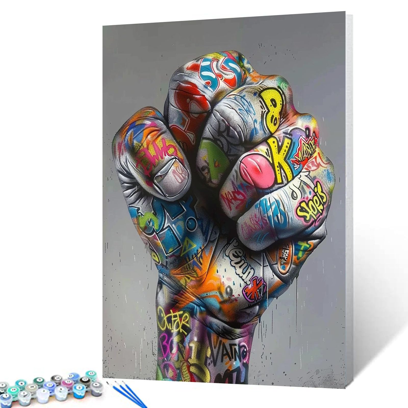 Tucocoo DIY Painting by Numbers Kits for Adults - Clenched Fist Doodle - Oil Painting Digital on Canvas Wall Art Decoration Gift