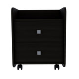 Tuhome Aura Nightstand, Metal Handle, Two Drawers, Superior Top -Black