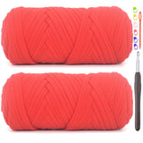 2 Pack Tshirt Yarn for Crocheting,Red T Shirt Chunky Elastic Fabric Thick T-Shirt Crochet Yarn for Beginners Crocheting Hand Kni
