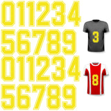 WILLBOND 24 Pcs Iron on Numbers, Jersey Heat Transfer Numbers 0 to 9 for Team Uniform T-Shirt Football Basketball Baseball(Yello
