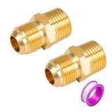 Breezliy 2 PCS Brass Tube Fitting, Half Union Gas Adapter 1/2 Flare x 1/2 NPT Male Pipe