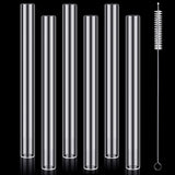 FoldTier 6 Pcs Borosilicate Glass Tube 12mm OD 2mm Thick Glass Blowing Tubes with Cleaning Brush (Clear,10 Inch)