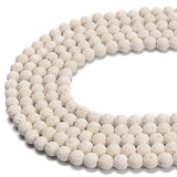 PLTbeads Natural Gemstone Loose Beads Smooth Round Approxi 15 inch DIY Bracelet Necklace for Jewelry Making (10mm, White Lava)