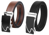 Zacharias MenS Faux Leather Belt (Bxx5311_Black & Brown) (Free Size_Pack Of 2)