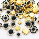 100pcs Sew on Rhinestones Sunflower Crystal Glass Sew on Gold Claw Rhinestone Mixed 8mm 10mm 12mm 14mm for Jewelry Making,Clothe