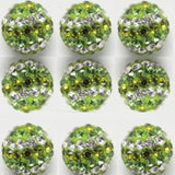 RUBYCA Stripes Czech Crystal Disco Ball Clay Beads fit Shamballa Jewelry (50pcs, 10mm, Green)