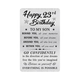 MOQIYX 23rd Birthday Card for Son, 23 Year Old Gifts for Son Engraved Wallet Card