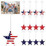 Whaline 12 Pcs Patriotic Wooden Place Card Holders Red Blue Star Stripe American Flag Table Number Holder Display Stand for 250t