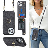Lipvina for iPhone 14 Pro Case with Card Holder for Women,Phone Case with Strap,Crossbody Lanyard,Ring Stand,Snap Clasp,Cute Wal