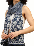 Ke Kanha Exports Scarf For Women Premium Cotton Boho | Dual Tone Border Print Stole With Tassels | Lightweight Summer Beach Wrap