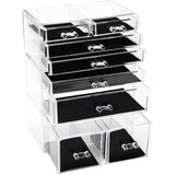 Sea Team 3-Layer Stackable Clear Makeup Organizer with Drawers, Acrylic Plastic Cosmetic Display Case, Jewelry Storage Box, Hold