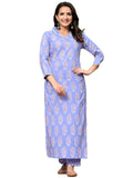 Anni Designer Women'S Cotton Blend Straight Printed Kurta With Palazzo (Srikant Purple_Xl_Purple_X-Large),Purple,XL
