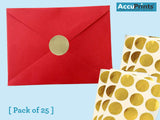 Accuprints Red Envelopes Pack Of 25 | Size - 5 X 7 Inch | 25 Gold Stickers Free With Envelopes Envelopes For Invitation Card Or 