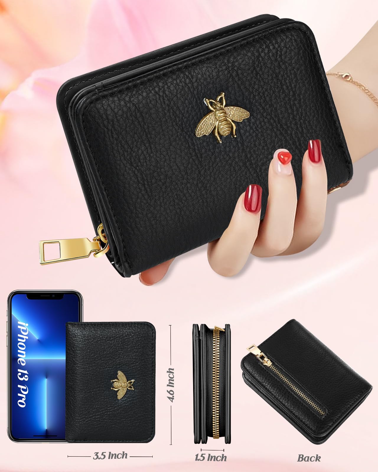 Bistup Credit Card Holder Wallet for Women Cute Leather Ladies Teen Girls Female Cardholder Wallets Accordion Purse Small Medium