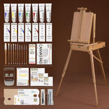 MEEDEN Oil Painting Supplies Set, Professional Artist Oil Painting Kit with Large Studio French Easel, 7 100ml/3.38oz Oil Paint