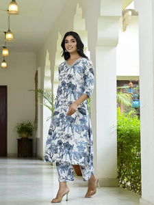 Gosriki Women'S Cotton Blend Straight Printed Kurta With Palazzo (Chinki White-Gs_Xl_White_X-Large),White,,B0D9WF3YKD