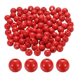 HARFINGTON 100pcs 16mm Red Wood Beads 4.3mm Large Hole Round Wooden Loose Spacer Beads for Jewelry Making Necklace Bracelets DIY