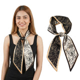 Sannidhi Neck Tie Hair Scarf For Women Printed Satin Silk Feel Purse Scarf For Handbags Wrist Styling Accessory For Daily Use Fo