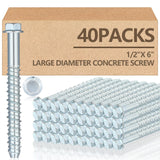 Tandefio 40 Pack 1/2 x 6 Concrete Screw Anchor Galvanized Large Diameter Heavy Duty Plated Concrete Anchors for Masonry Brick An