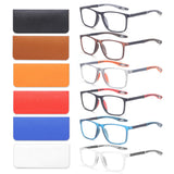 BLOEXCLU 6 Pack Reading Glasses for Men Sports Style Blue Light Blocking Readers with Spring Hinge Women Eyeglasses (Black & red