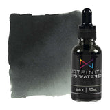 Artfinity Liquid Watercolor Paint 30 ml Bottle, Black - Vibrant Dye-Based Liquid Watercolor w/Glass Pipette, Fast-Drying, Fine A