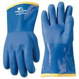 12 Lined PVC Chemical Resistant Gloves, One Size (Wells Lamont 194) (1 Pair), Blue Winter