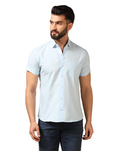 Toplot Men'S Regular Fit Solid Casual Shirt With Pocket Design With Spread Collar & Half Sleeves (Half-Pocket-5179-Sky-S) Blue,Blue,,B0CYGQ872C