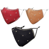 Masq By QOne Shubh 4 Layer, Reusable, With Ear Adjusters, AntiBacterial (Bfe>99%) Embroidered Cotton Cloth Face Mask Combo For